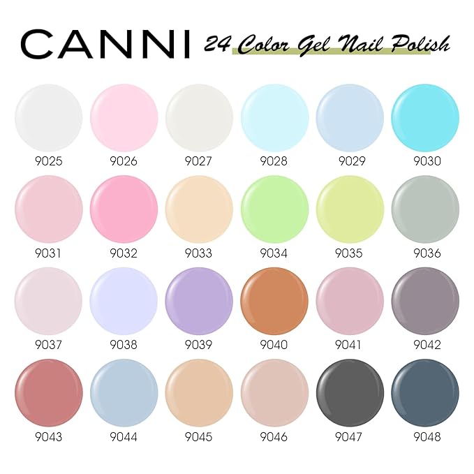 CANNI 30Pcs Gel Nail Polish Set - 9ML Spring Summer Colors Hot Pink, Green, Yellow, Blue, Purple Pastel Gel Kit, Soak Off UV LED Nail Polish for DIY Manicure at Home & Salon
