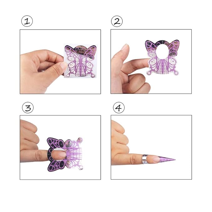 500Pcs Nail Form Pruple Bufferfly Shape Nail Art Guide Form Acrylic Tips UV Gel Extension Stickers Guide Stencil Manicure Tools for Nail Polish Guide
