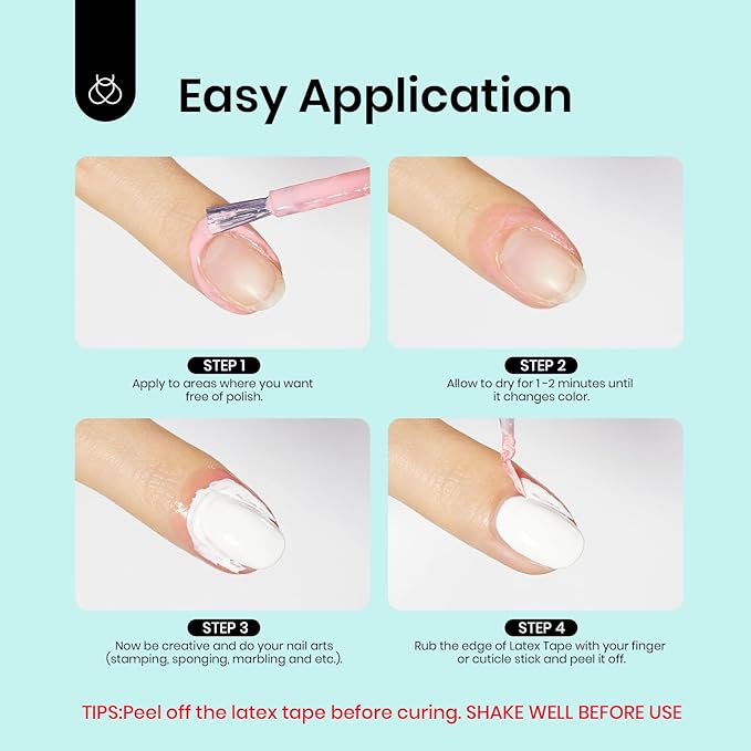 beetles Liquid Latex for Nails 30ml Latex Liquid Nail Peel off Cuticle Guard for Nail Polish with Plastic Nail Care Stick White Pink Liquid Latex Barrier Protecto