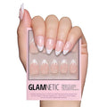 Glamnetic Press On Nails - French Pearl | Glossy, Short Almond French Tip Nails with 3D Accents, Salon Quality | 15 Sizes - 30 Nail Kit with Glue
