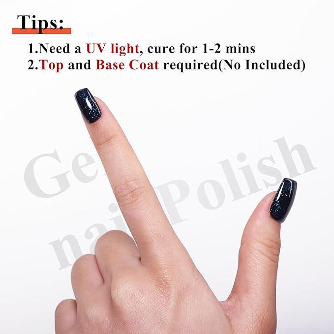 Imtiti 10ml Blue Glitter Gel Nail Polish Long Lasting Soak Off UV Led Gel Polish Salon DIY at Home Gift for Women 1Pcs
