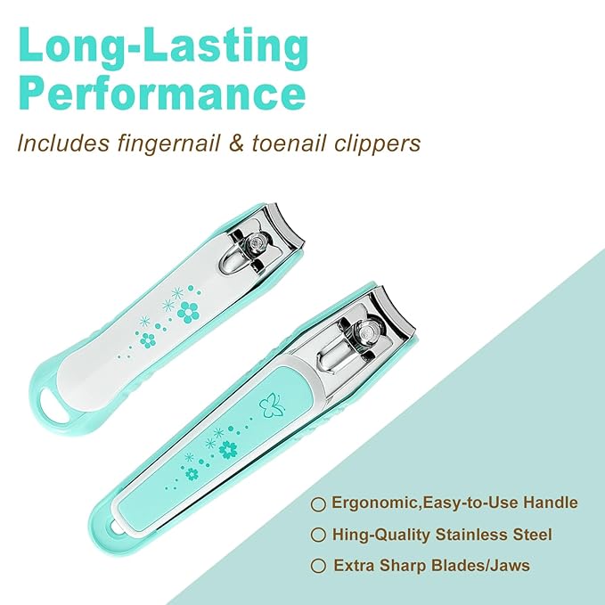 PAFASON Ultra Sharp Nail Clipper Set, 3 Pack Fingernail and Toenail Trimmer Cutter, Stainless Steel, Curved Blade, Sturdy, Nail Catcher, Nail Files for Men and Women