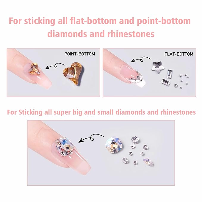VARNAIL ELastic Gem Gel, No Wipe Stick Gel, Super Sticking Nail Gel Long Lasting Gel, Universal Gem Gel for rhinestones and nail accessories (No Wipe -Jelly 8g)