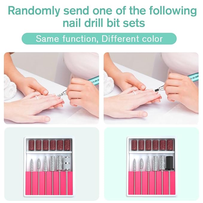 Professional Nail Drill Machine 30000 RPM Efile Electric Nail Filer Kit for Finger Toe Nails, Acrylic Gel Dip Nails, Manicure Pedicure Drill with 6Pcs Bits and 106Pcs Sanding Bands, Green