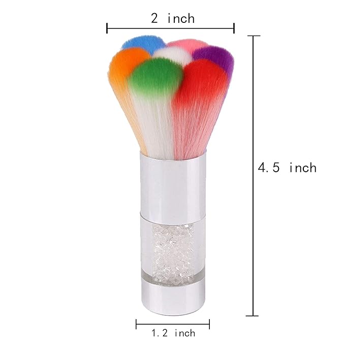 YOTOZU Colorful Fingernail Nail Art Dust Brush Rhinestones Remover Powder Brush Cleaner For Acrylic&UV Nail Gel Powder Nail Art Dust Remover Brush,Silver