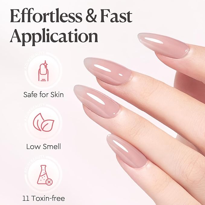 AZUREBEAUTY Builder Nail Gel, 18ml 7-in-1 Rose Blush, Beginner Friendly, 30-Day Nail Strengthener Extension Glue, For Home Salon DIY & Gifts
