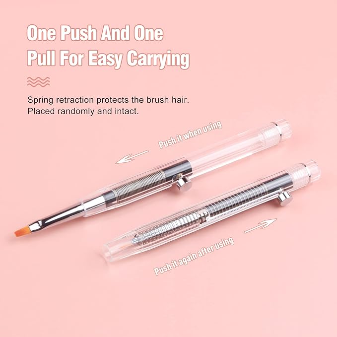 20PCS Nail Art Brushes Set, YIHUALE Push Contact Builder Nail Extension Gel Brush, Gel Polish Art Design Pen Painting Tools, Nail Art Liner Brush and Nail Dotting Pen for Salon, DIY (4+16PCS, White)
