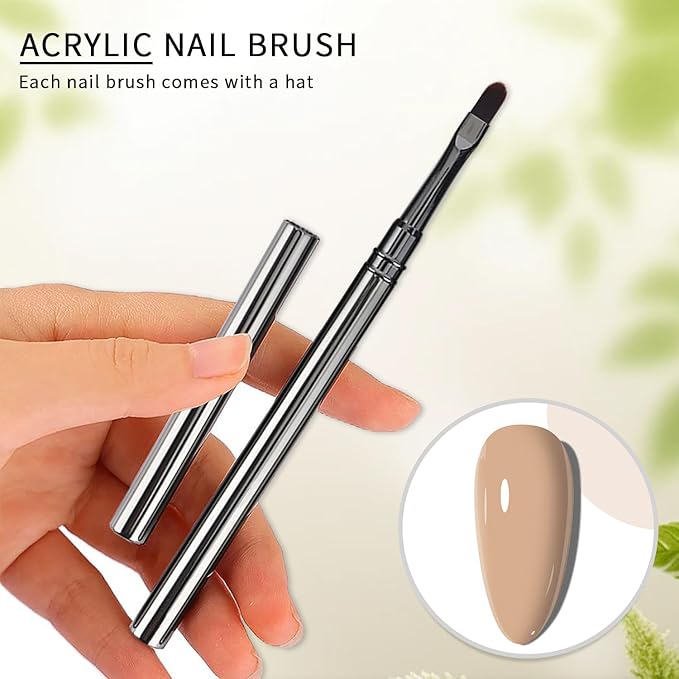 SILPECWEE 1pc Acrylic Nail Brush Gel Nail Art Brushes Nail Clean Up Brush Nail Design Brush Builder Gel Brushes for Nails Paint Pen Nail Polish Brush Manicure Brushes