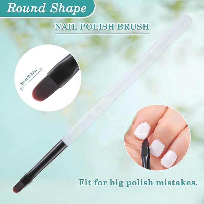 3PCS Nail Clean Up Brushes for OPI Nail Polish Remover, Brushes for Cleaning Polish Mistakes on the Cuticles, Acetone Resistant Nail Brushes for Nail Art and Designs（Jade Clear NEW）