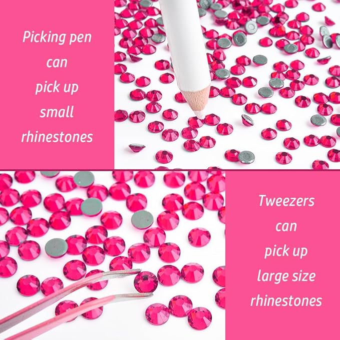 Blinginbox Hotfix Rhinestone Setter, Hot Fix Applicator Tool Bedazzler Kit with Rhinestones, Kit, Hot Fixed Wand for Clothes Clothing Fabric Crafts, 4000 Pcs, AB Crystal, Clear,7 Gems Sizes