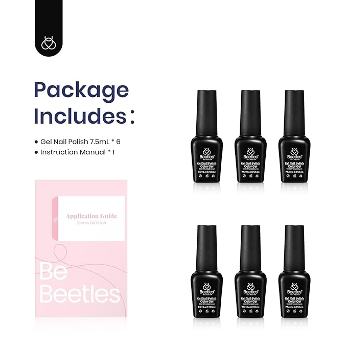Beetles Blue Gel Polish Set - Glitter Dark Navy Blue Sliver Gel Nail Polish, 6 Colors Soak off Nail Uv Lamp Manicure Gift for Women