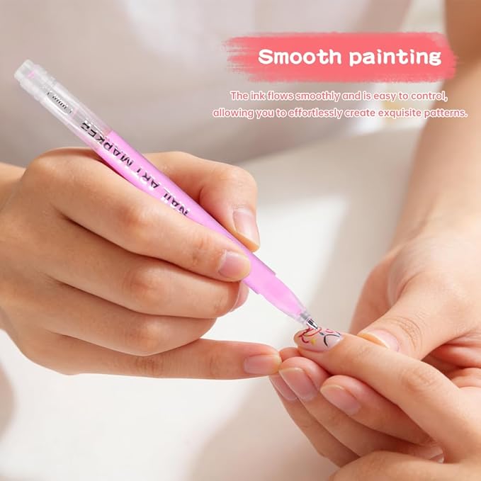 12 Colors Nail Art Pens Set, Nail Polish Pens Quick Dry Na il Polish Markers for DIY Na il Art Design, Acrylic Painting & Dotting, Manicure Tools for Beginners & Professionals