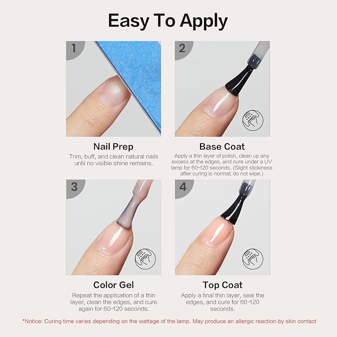 CurvLife 15ml No Wipe Top Coat Clear Glossy Gel Tips Base and 15ml Top Coat Set Soak off UV LED Drying Long Lasting Shiny nail gel polish