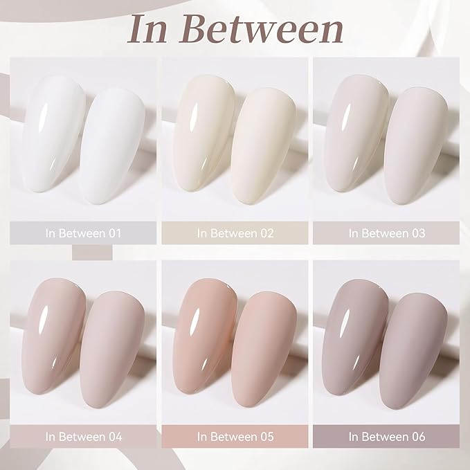 Born Pretty Nude Gray Pink Gel Nail Polish Set 6 Colors Cream Milky White Beige Gray Pink Neutral Gel Polish Soak off U v Gel Polish Kit for Salon Manicure and Nail Art DIY at Home
