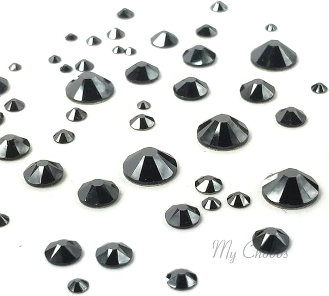 JET HEMATITE (280 HEM) black 144 pcs 2058/2088 SWAROVSKI Crystal Flatbacks rhinestones nail art mixed with Sizes ss5, ss7, ss9, ss12, ss16, ss20, ss30