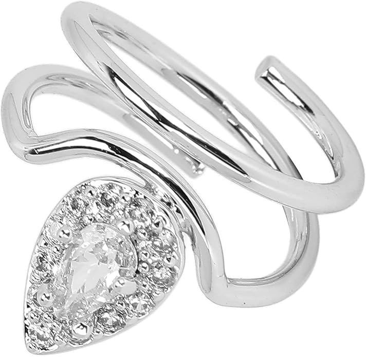 Rhinestone Nail Rings - Fingertip Jewelry for Nail Art Decoration - Valentine's Day Gift for Women (Platinum)