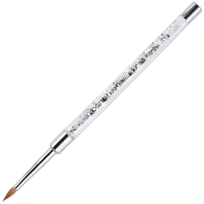 PANA 3D Kolinsky Nail Art Brush - Silver Glitter Handle, Size 5 - Acrylic Nail Art Sculpture Brush for Manicures Pedicure Salon Professional or Beginner