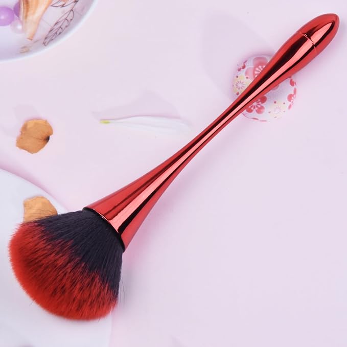 Nail Dust Brush, Red Soft Duster Brush Nail Art Dust Powder Remover Makeup Manicure Brushes Clean Up Tools for Acrylic Nails