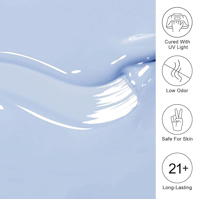 Imtiti Blue Gel Nail Polish, 0.5 Fl Oz Baby Blue Gel Polish Soak Off LED UV Spring Summer DIY Art Starter Manicure Salon