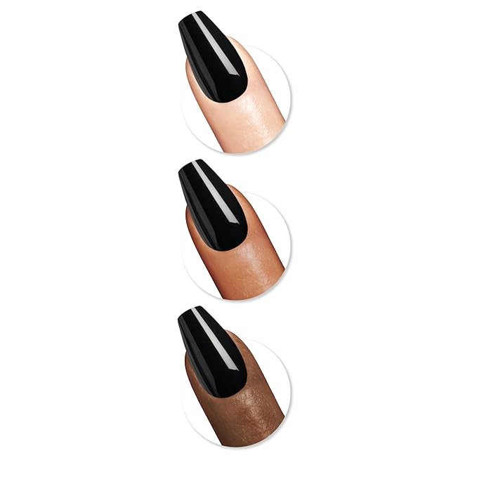 Sally Hansen Salon Effects Perfect Press-On Nails | Coffin Shape | Easy to Apply, Non-Damaging | 30 Nails, Nail Glue, Adhesive Tabs, File | Onyx-Pected
