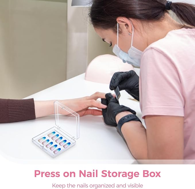 30 PCS Press on Nail Storage Boxes, Clear Nail Container with Double-Sided Tape, Acrylic Artificial Nail Display Box, Transparent Acrylic Nail Organizer Case, Small Acrylic Box for Nail Salon