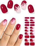 Semi Cured Gel Nail Strips (Red Blood Drip), Halloween, 20 Pcs Gel Nail Wraps, Stickers, Salon Quality, Long Lasting, Works With Any UV Lamps