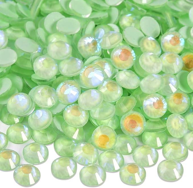 Blinginbox Flatback Rhinestones Round Gems, 1440pcs Luminous Series Glass Stones Neon Gems Non Hotfix Crystal Rhinestones for Nail Charms Crafts Clothes Tumblers,Emerald Luminous,SS16.