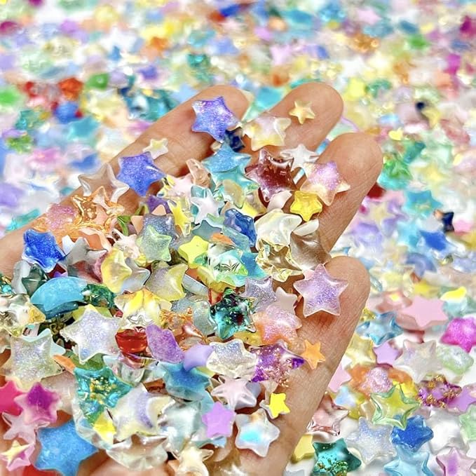 Stars Nail Art Charms, 3D Clear Five-Pointed Star Nail Glitter Designs, Pentagram Nail Art Rhinestone, Resin Star Nail Diamond Gems Supplies for Women Manicure, DIY Jewelry Making Crafts 1