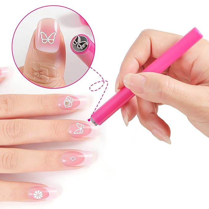 15Pcs Nail Art Stamping Pen For Nails Set - Butterfly Flower Different Patterns Nail Transfer Pen Nail Stamping Design Kit Painting Pens For Nails Manicure Design Tools DIY Nails Supplies