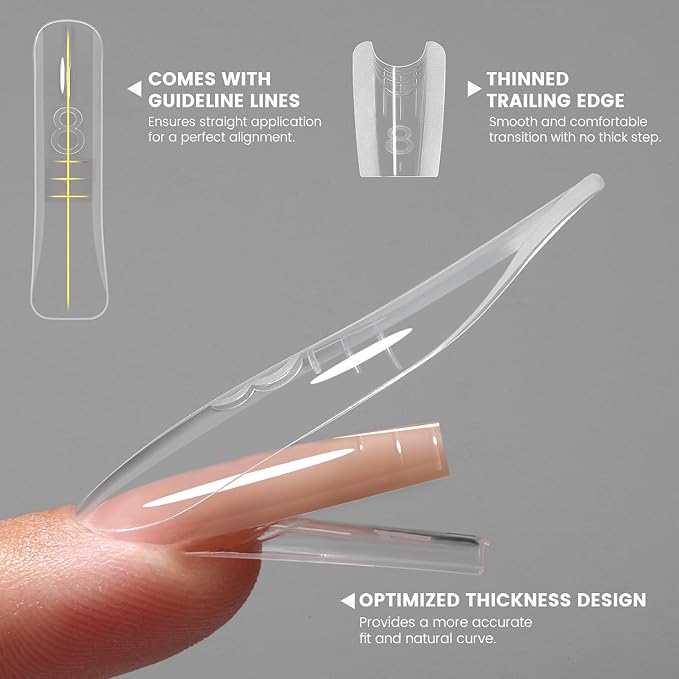 YOKEFELLOW Original Sandwich Nails Dual Forms - 240Pcs Nail Mold for Quick Nails Extension, No Paper Forms Needed, 15 Sizes Plastic Form, Salon Nail Art Tools(W559-Square)
