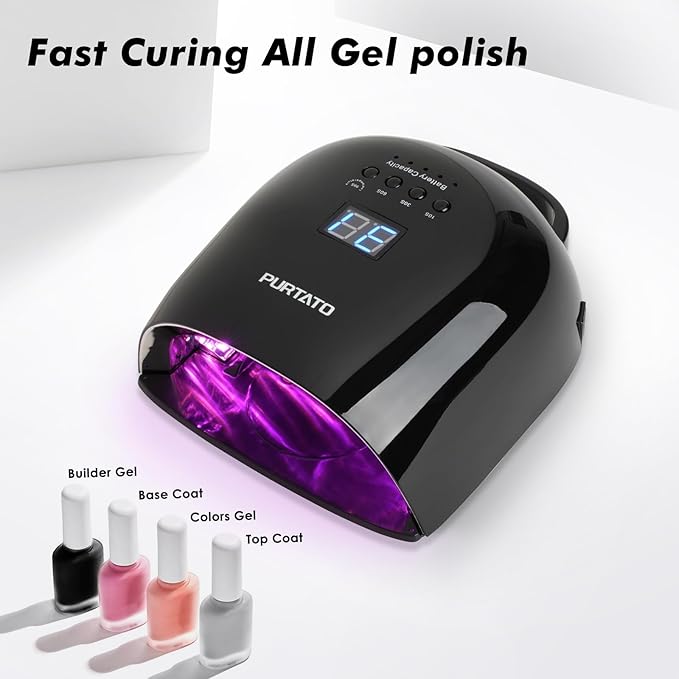 Professional Rechargeable UV LED Nail Lamp 52 Red Light Beads and 18000mAH Battery Nail Dryer JC22 (Black)