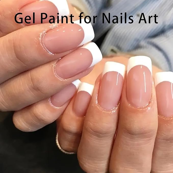 2 Jars Paint Nail Gel, White Black Gel Paint For Nails Art, Gel Polish For French Tip Tool Design For Home Salon DIY Nail Art (White&Black, M)