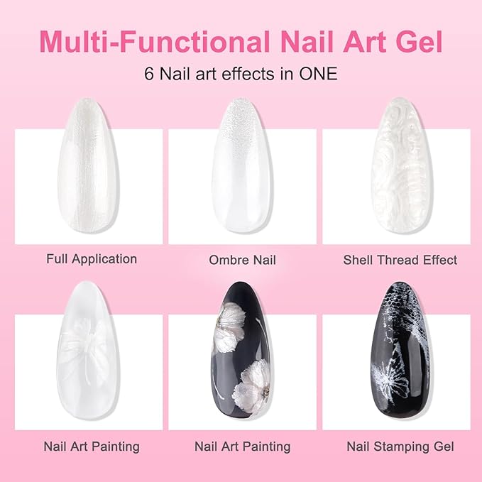 BQAN Ombre Gel Nail Polish Pearl Color, 2Pcs Patting Gradient Painting Gel with Nail Sponge & Silicone Brush & Palette for Ombre Nails Gradient Design, French Manicure DIY Nails Art