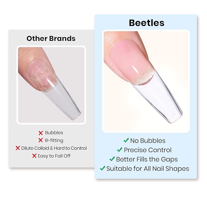 Beetles 30g Solid Nail Glue Gel for Nail Tips Press On Nails, Beginner-Friendly, Clear Hard Gel for Nail Extension & 3D Sculpting Nail Art, UV & LED Cured