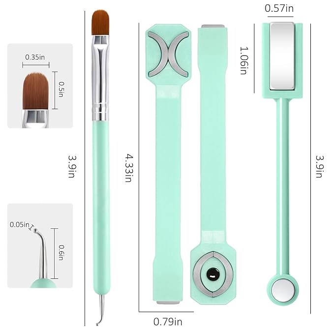 3-in-1 Cat Eye Magnet & French Tip Brush Set, Upgraded Nail Art Tool Kit for Magnetic Gel Polish, with Nail Clean Up Brush for Salon & Home Use (NAT266-Green)