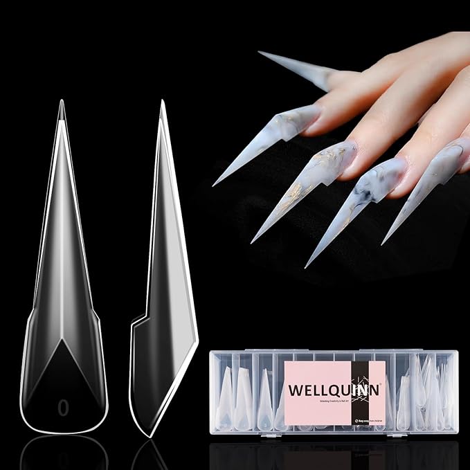Mecha Dragon Claw Dual Nail Forms, Extra Long Stiletto Cat Claw Nail Mold for Acrylic Builder Gel Extension, Anti-Spill Back Design, Reusable Sculpting Forms for Salon Creative Nail Art