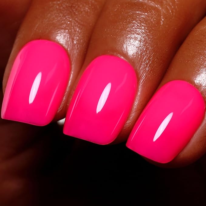 Neon Gel Polish, 0.5 Fl Oz Hot Pink Gel Nail Polish Neon Pink Spring Summer Soak Off LED UV Gel Nail Polish Starter Manicure Salon DIY Nail Gel Polish