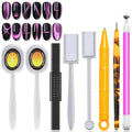 8 Pieces Nail Magnet Tool Set Double-Head Flower Design Nail Magnet Pens Animal Eye Magnetic Plate Multi-Function Magnet Board Magnet Stick 3D Magnetic for Cat Eye Gel Polish Nail Art