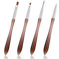 4 Pack Nail Art Brushes, Nail Design Brush Nails Art Brushes for Gel Polish Nails Drawing Pen Home Diy Manicure Dotting Pen Painting Salon Home Round Flat Brush Tools