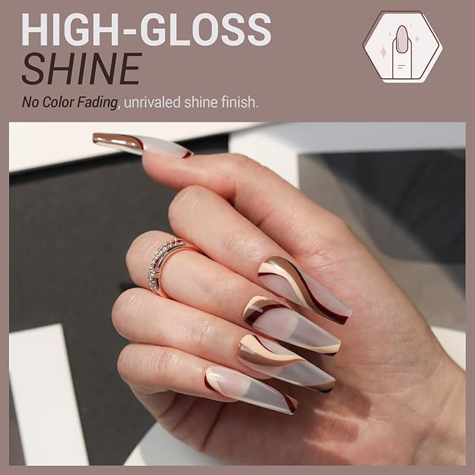 modelones Gel Nail Polish Set- 6 Colors Chocolate Brown Coffee Gel Polish Kit Brown Nude Glitter Nail Kit Soak Off Popular Nail Art Gifts for Women DIY Manicure Home