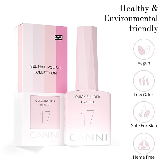 CANNI Quick Builder Nail Gel for Nails – 9ML Pink Soak-Off Nail Strengthening Gel for Apex Building DIY UV LED Manicure
