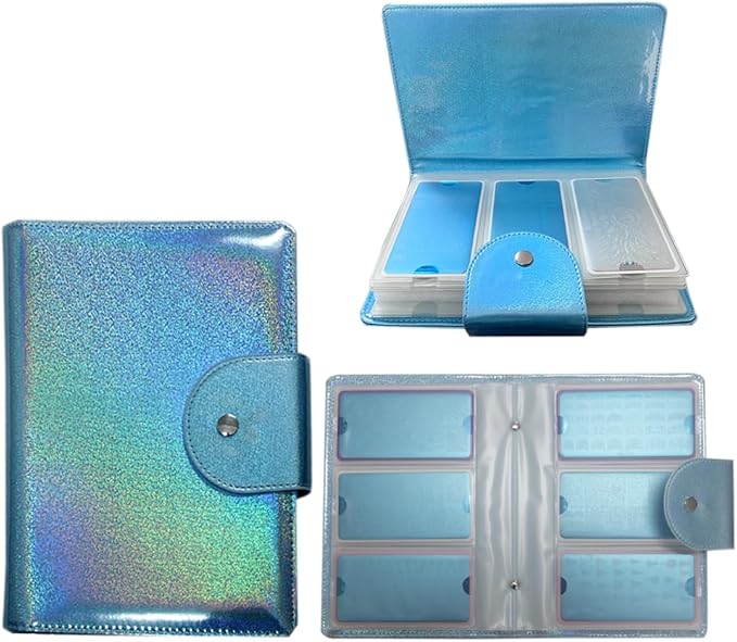 60 Slots Stamping Plate Collection Light Blue Nail Art Stamp Plate Stamping Plates Cases Stamp Nail Template Organzier for 6.0x12.0cm Nail Art Plates