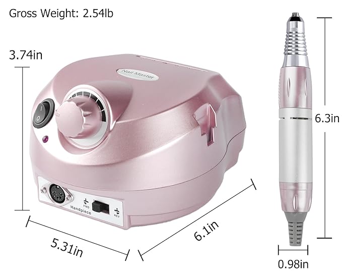 Portable Electric Nail Drill, 30000RPM Nail Drill with 6 NailDrill Bits and Sanding Bands, Nail File Kit for Acrylic, Gel Nails, Dip Powder, Manicure and Pedicure for Home Salon Use, Rose Gold