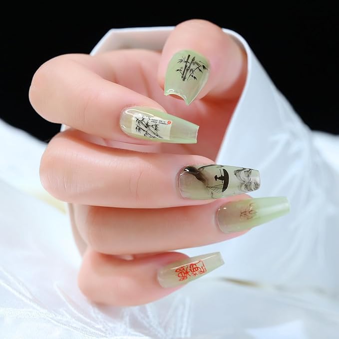 DANNEASY 15 Rolls Nail Art Foil Transfer, Landscape Painting Nail Foil Wraps Bamboo, Flowers, Cranes, Plum Blossoms Stickers Starry Sky Holographic Nail Foils for Women Nails Supplies