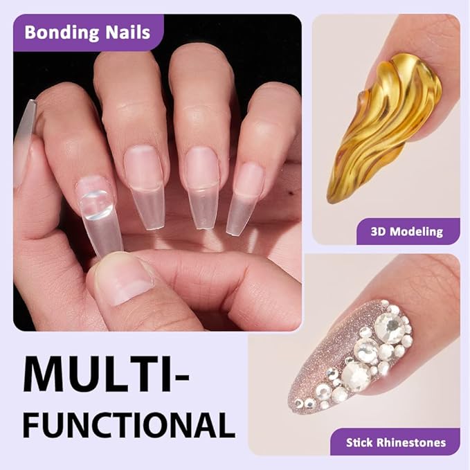 BTArtbox Solid Nail Gel - 15g Gel Nail for Acrylic Nails, Upgrade 3 in 1 Nail Gel for Fake Nails, Super Strong Gel Cured Needed, Easy to Use and 28 Days+ Long Last