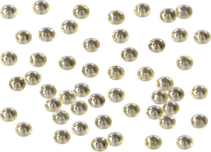 2880PCS Art Nail Rhinestones Non Hotfix Glue Fix Round Crystals Glass Flatback for DIY Jewelry Making with one Picking Pen (ss3 2880pcs, Jonquil)