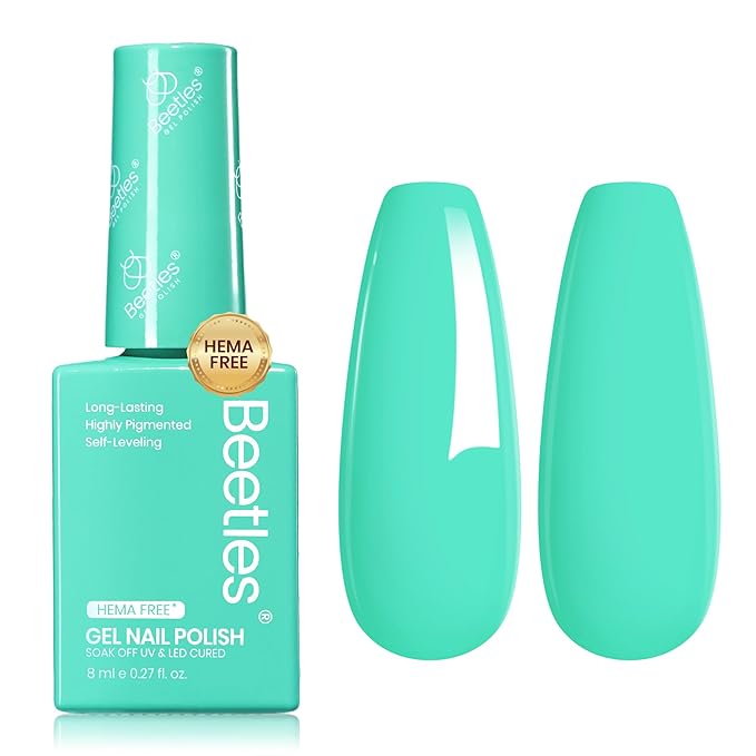 Beetles Green Gel Polish Hema Free Cascade Green Gel Nail Polish Soak Off Uv LED Nail Lamp 8ml DIY Home Manicure Salon Gift for Women Island Reverie