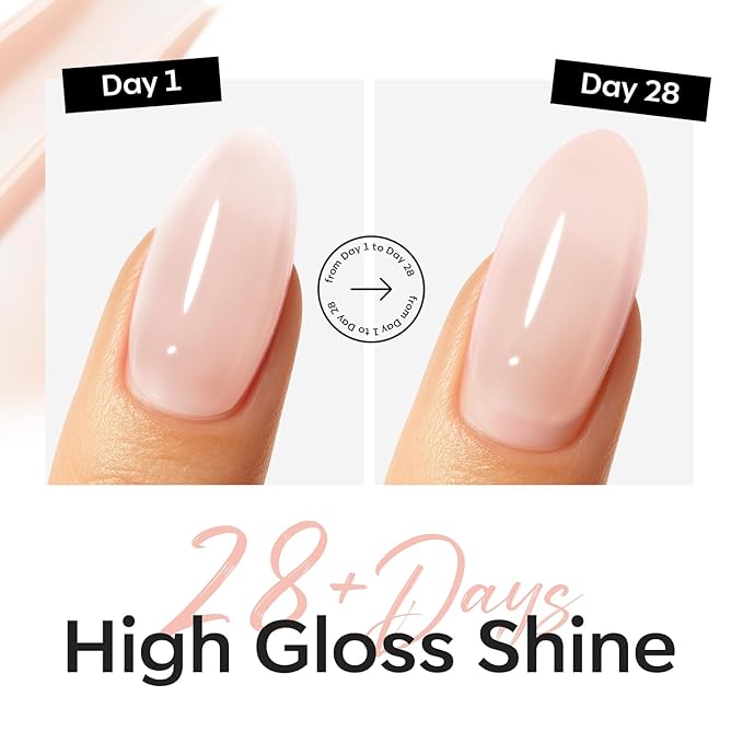 modelones Nude Builder Nail Gel Top Coat, 15 ML No Wipe Ultra Gloss Jelly Gel Polish Apex Building Nails Strengthener Extension Neutral Color Nail Art Long Lasting Soak Off U V Manicure Gift for Women
