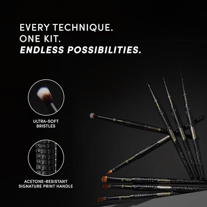 Chaun Legend Nail Art Brush Set 8 Piece - Perfect for gels, acrylics, and detailed designs