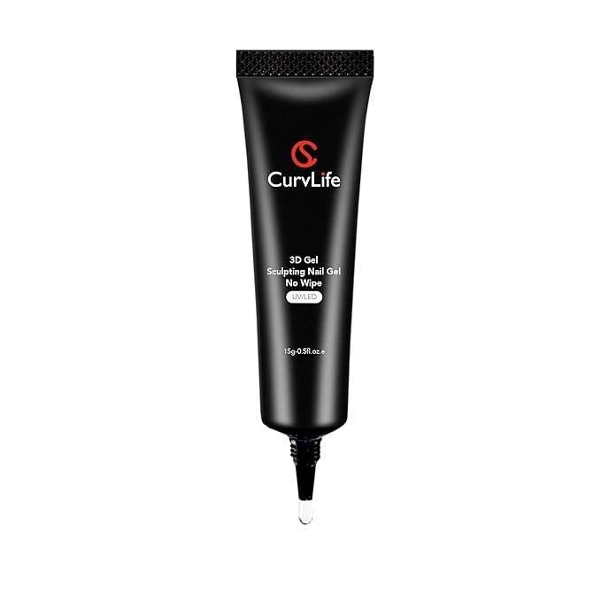 Curvlife 3D Nail Sculpting Gel – Clear No Wipe Tube for Molding, Carving, Rhinestones & Charms | Easy Apply, 15g Long-Lasting Nail Art Decoration Gel